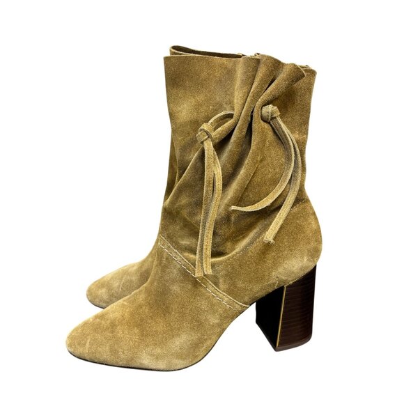 Tory Burch Suede Brown Block Heel Booties Size 7.5 - Picture 6 of 14